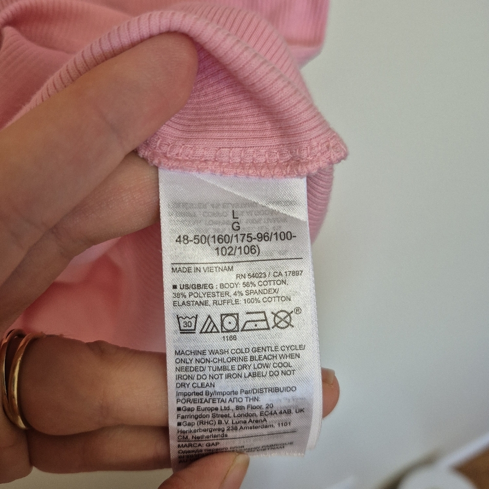 Gap Women’s Pink Ruffle Sleeve Tank Top – Size Large - Picture 5 of 6